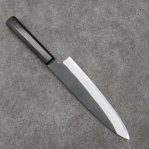 Sakai Takayuki Gravure remplie d'or par Kubota Kongourikishi Acier Blanc No.2 Finition noire Gyuto 210mm Bois d'ébène Manipuler - japanny-FR