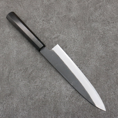 Sakai Takayuki Gravure remplie d'or par Kubota Unryu Acier Blanc No.2 Finition noire Gyuto 210mm Bois d'ébène Manipuler - japanny-FR