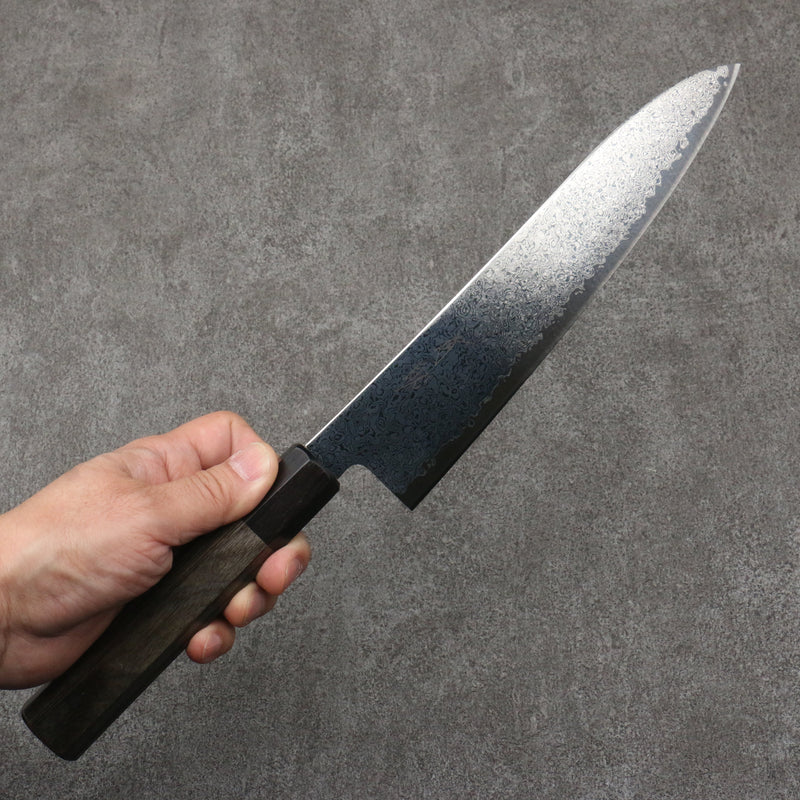 Seisuke VG10 Damas noir Finition en miroir Gyuto 210mm Bois de pakka Gris Manipuler - japanny-FR