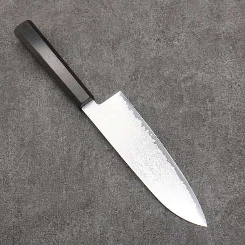 Seisuke VG10 Damas Santoku 180mm Bois d'ébène Manipuler - japanny-FR