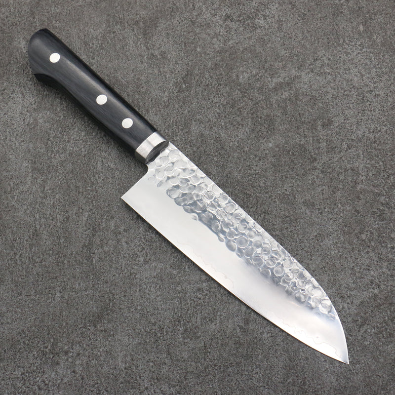 Seisuke VG1 Martelé Migaki Polish Terminé Santoku 165mm Bois de pakka noir Manipuler - japanny-FR