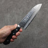 Seisuke VG1 Martelé Migaki Polish Terminé Santoku 165mm Bois de pakka noir Manipuler - japanny-FR