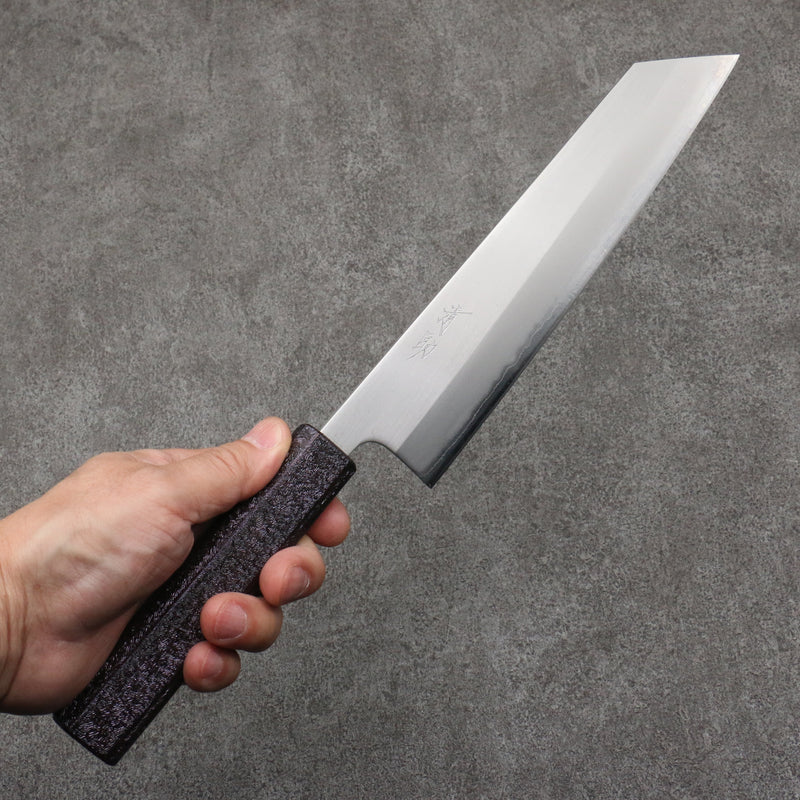 Seisuke Acier Blanc No.1 Migaki Polish Terminé Kirituke Gyuto 210mm Chêne laqué violet Manipuler - japanny-FR