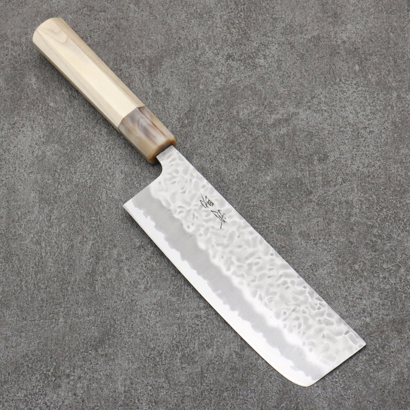 Seisuke Kumo Acier Blanc No.1 Martelé Nakiri 165mm Magnolia Manipuler - japanny-FR