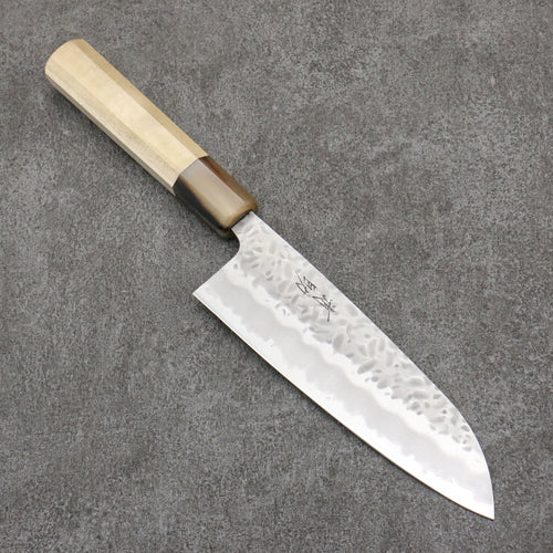 Seisuke Kumo Acier Blanc No.1 Martelé Santoku 165mm Magnolia Manipuler - japanny-FR