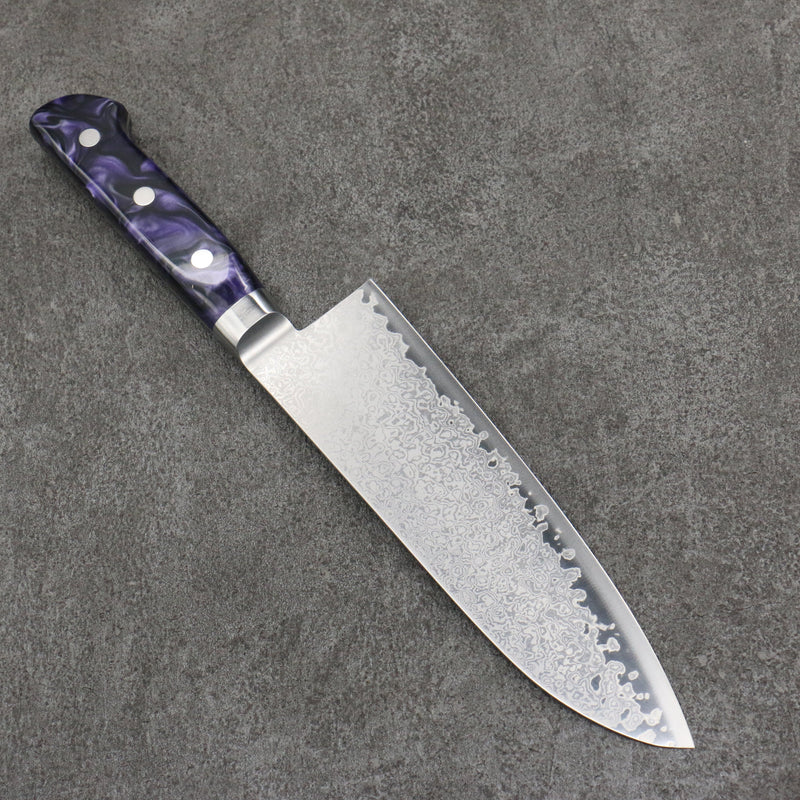 Seisuke VG5 Damas Santoku 175mm Résine marbrée violet Manipuler - japanny-FR