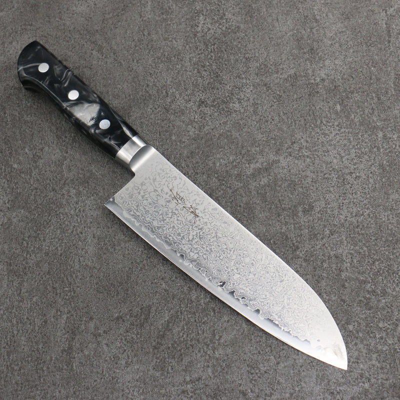 Seisuke VG5 Damas Santoku 175mm Résine marbrée noire Manipuler - japanny-FR