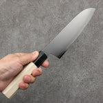 Kikuzuki Acier argenté NO.3 Bokashi Santoku 180mm Manipuler Magnolia - japanny-FR