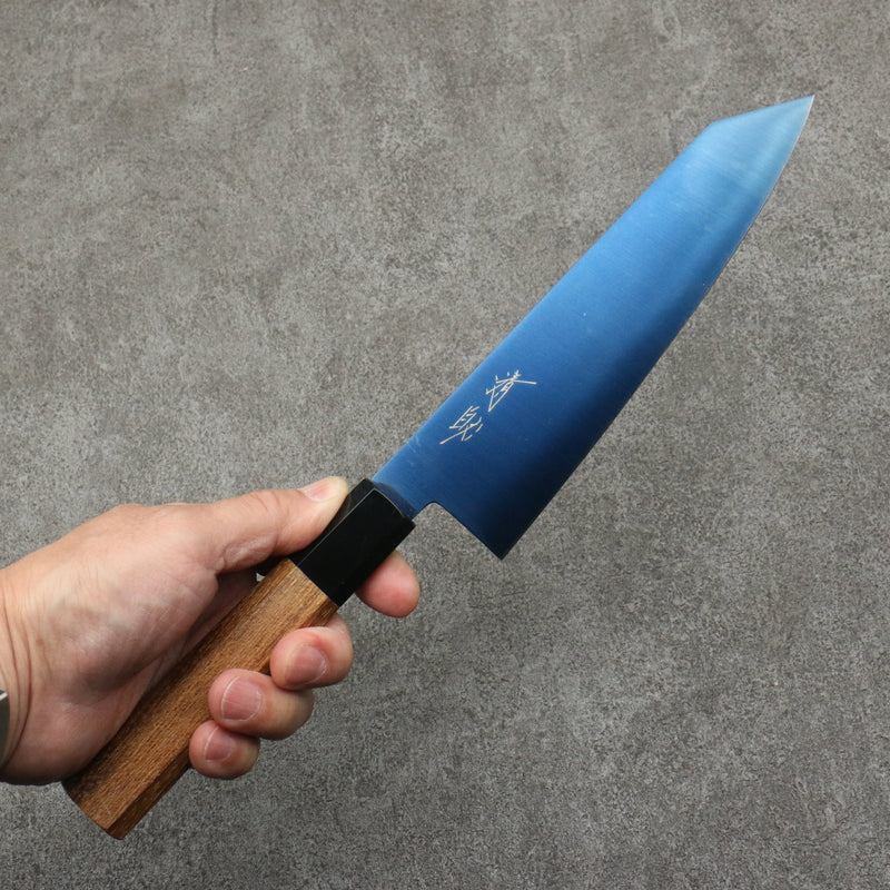 Seisuke Acier SK-85 Ion plating Kiritsuke Santoku 180mm Teck (virole : Plastique noire) Manipuler - japanny-FR