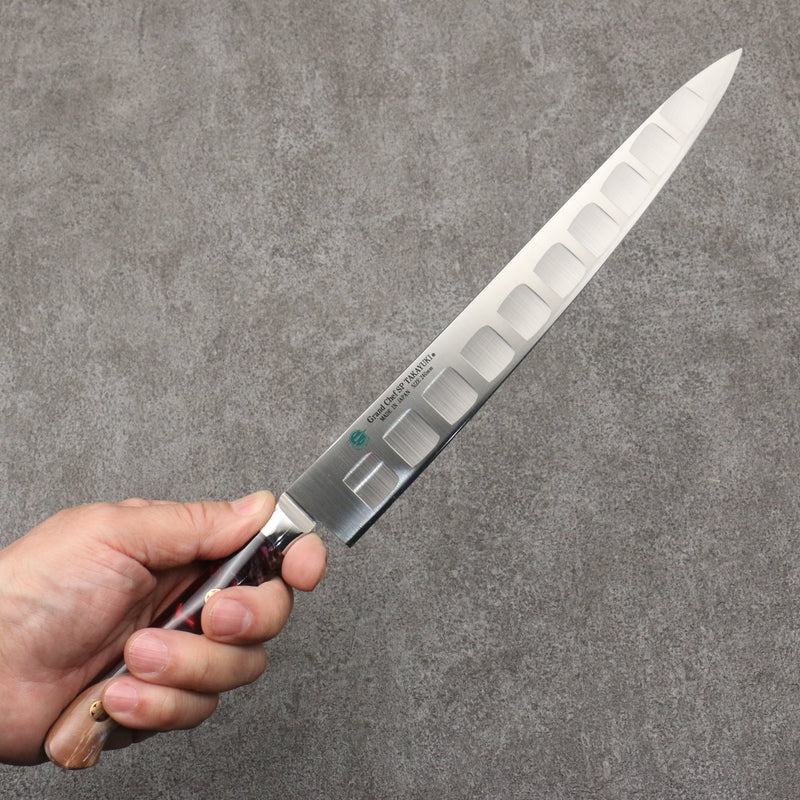 Sakai Takayuki Grand Chef SP Uddeholm Acier suédois résistant aux taches Saumon sujihiki 240mm SP Type III (Volcan) Manipuler - japanny-FR