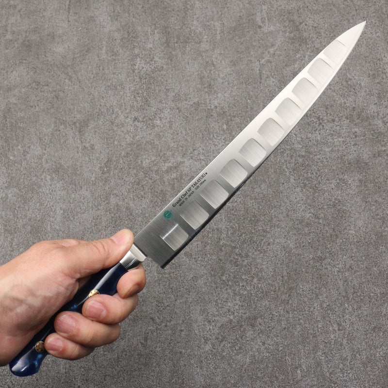 Sakai Takayuki Grand Chef SP Uddeholm Acier suédois résistant aux taches Saumon sujihiki 240mm SP Type III (Océan) Manipuler - japanny-FR