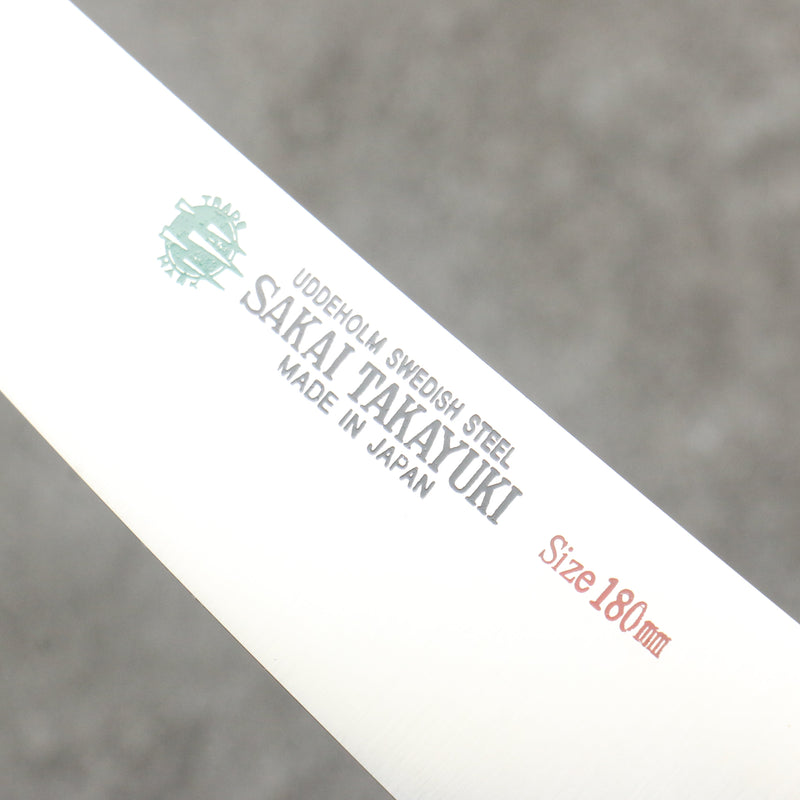 Sakai Takayuki Grand Chef Acier suédois Gyuto 180mm Bois de pakka noir Manipuler - japanny-FR