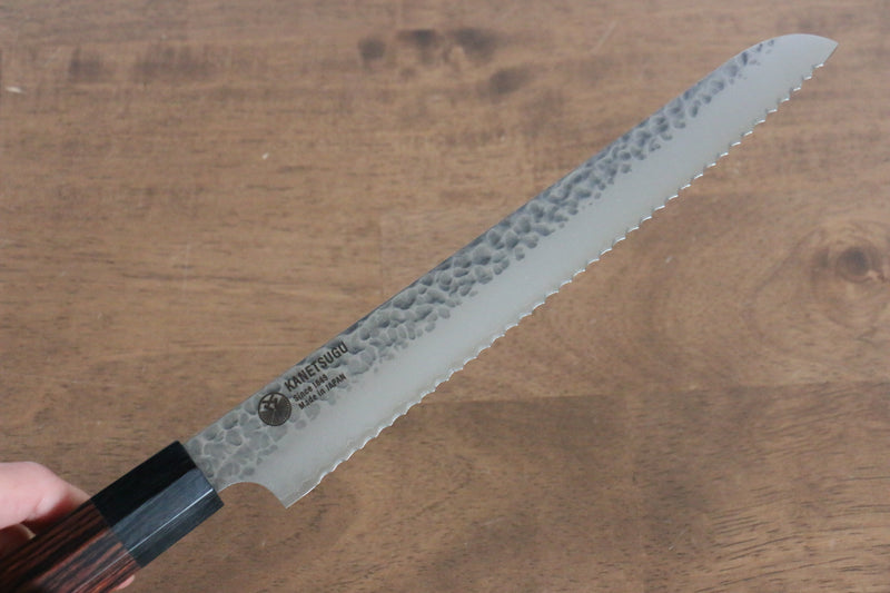 Seki Kanetsugu Heptagon Bois VG10 Martelé couteau à pain  210mm Bois de Pakka (Heptagonale) Manipuler - japanny-FR