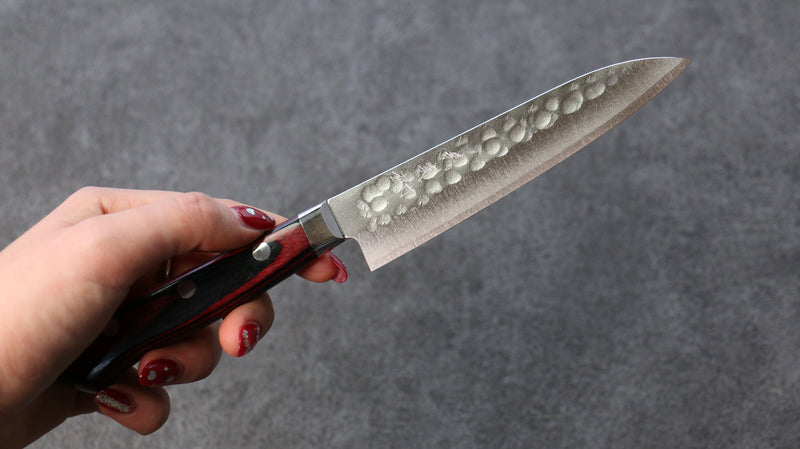 Yoshimi Kato Super Bleu Migaki Terminé Martelé(Maru) Petite-utilité  120mm Bois de Pakka Manipuler - japanny-FR