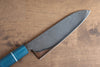 Seisuke VG5 Nashiji Teinture noire Santoku  165mm Toile Micarta Bleue Manipuler - japanny-FR