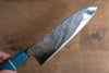 Seisuke VG5 Nashiji Teinture noire Santoku  165mm Toile Micarta Bleue Manipuler - japanny-FR