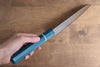 Seisuke VG5 Nashiji Teinture noire Santoku  165mm Toile Micarta Bleue Manipuler - japanny-FR