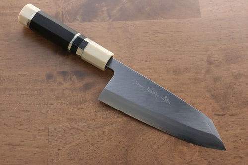 Jikko Shiko Acier Bleu Kiritsuke Deba  150mm Ebène avec double anneau Manipuler - japanny-FR