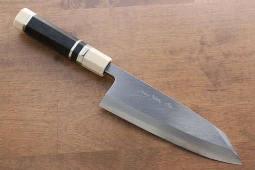 Jikko Shiko Acier Bleu Kiritsuke Deba  180mm Ebène avec double anneau Manipuler - japanny-FR