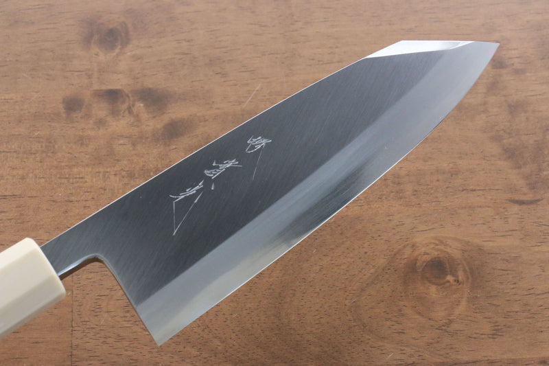 Jikko Shiko Acier Bleu Kiritsuke Deba 180mm Manipuler Ebène avec double anneau - japanny-FR