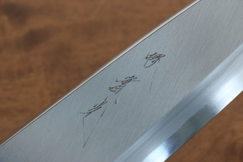 Jikko Shiko Acier Bleu Kiritsuke Deba 180mm Manipuler Ebène avec double anneau - japanny-FR