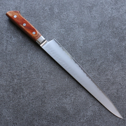 Sakai Takayuki VG5 Martelé Sujihiki  240mm Bois de Pakka marron Manipuler - japanny-FR