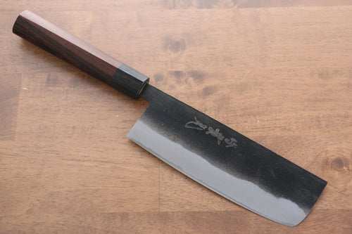 Jikko Acier Blanc No.2 Finition noire Nakiri  165mm Shitan Manipuler - japanny-FR