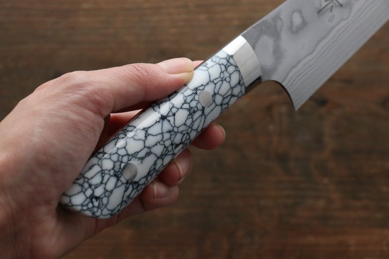 Takeshi Saji Coreless Finition en diamant Damas Kirituke Gyuto  180mm Nuage Turquoise Manipuler - japanny-FR