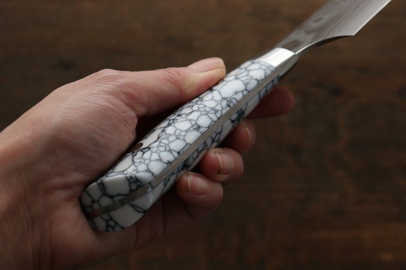 Takeshi Saji Coreless Finition en diamant Damas Kirituke Gyuto  180mm Nuage Turquoise Manipuler - japanny-FR