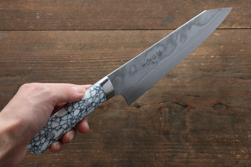 Takeshi Saji Coreless Finition en diamant Damas Kirituke Gyuto  180mm Nuage Turquoise Manipuler - japanny-FR