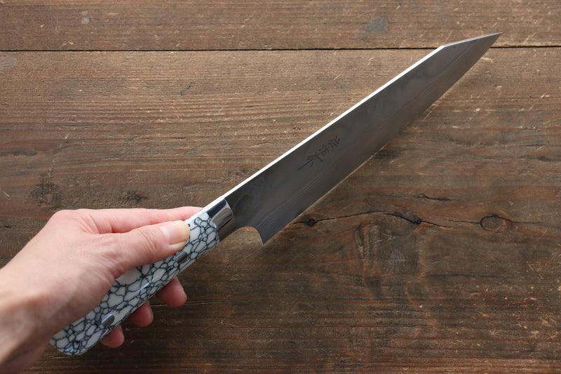 Takeshi Saji Coreless Finition en diamant Damas Kirituke Gyuto  180mm Nuage Turquoise Manipuler - japanny-FR