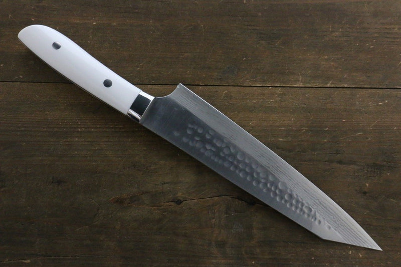Takeshi Saji SRS13 Martelé Damas Gyuto  210mm Pierre blanche Manipuler - japanny-FR