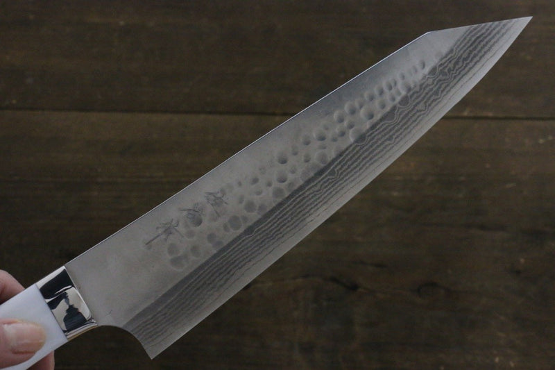 Takeshi Saji SRS13 Martelé Damas Gyuto  210mm Pierre blanche Manipuler - japanny-FR