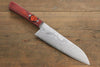 Shigeki Tanaka VG10 17-Couches Damas Santoku  165mm Bois de pakka rouge Manipuler - japanny-FR