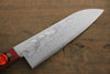 Shigeki Tanaka VG10 17-Couches Damas Santoku  165mm Bois de pakka rouge Manipuler - japanny-FR