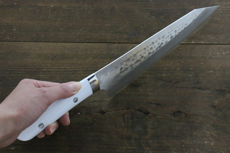 Takeshi Saji SRS13 Martelé Damas Gyuto  210mm Pierre blanche Manipuler - japanny-FR