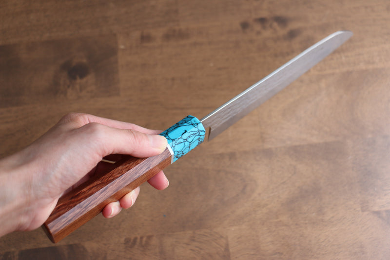 Yu Kurosaki Senko R2/SG2 Martelé Santoku  165mm Shitan(férule:turquoise avec anneau) Manipuler - japanny-FR