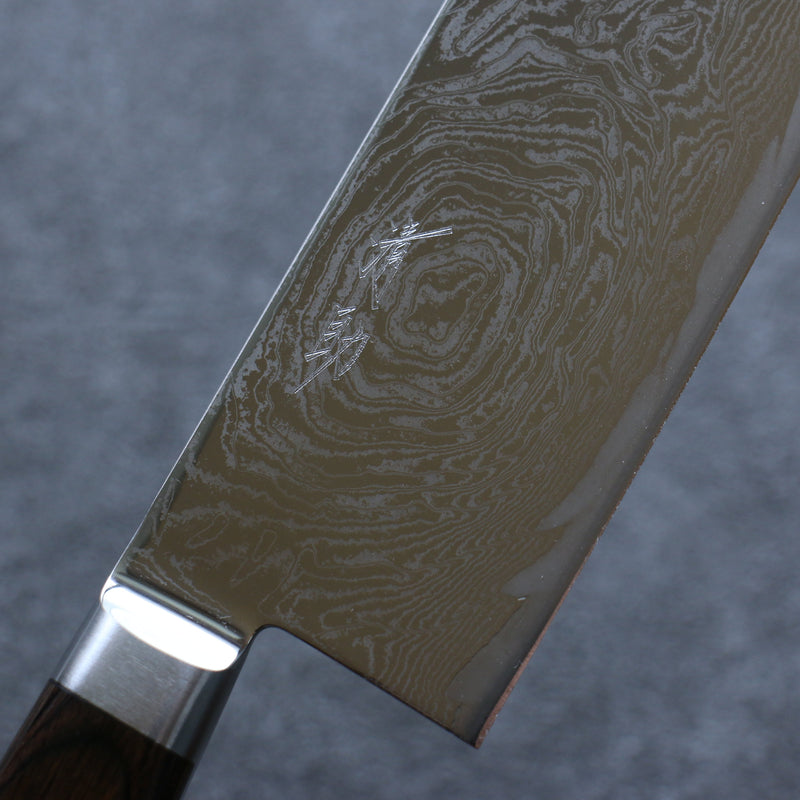 Seisuke Nami AUS10 Finition miroir Damas Nakiri  165mm Bois de Pakka marron Manipuler - japanny-FR