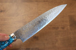 Takeshi Saji R2/SG2 Finition en diamant Gyuto  210mm Bleu turquoise  Manipuler - japanny-FR