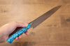 Takeshi Saji R2/SG2 Finition en diamant Gyuto  210mm Bleu turquoise  Manipuler - japanny-FR