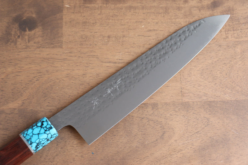 Yu Kurosaki Senko R2/SG2 Martelé Gyuto  210mm Shitan(férule:turquoise avec anneau) Manipuler - japanny-FR