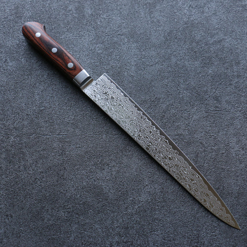 Seisuke Mokusei ZA-18 Finition miroir Damas Sujihiki  240mm Bois de Pakka marron Manipuler - japanny-FR