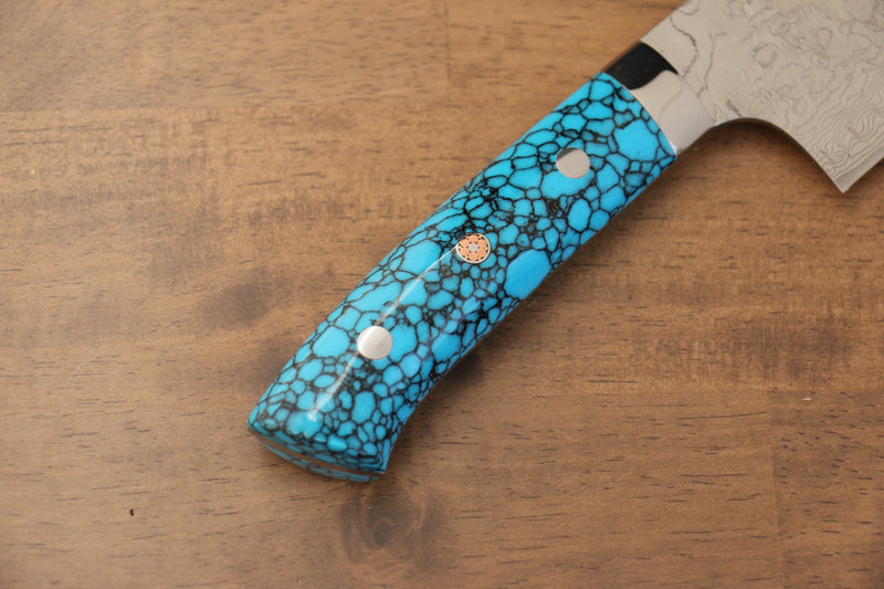 Takeshi Saji R2/SG2 Finition en diamant Nakiri  170mm Bleu turquoise  Manipuler - japanny-FR