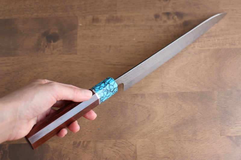 Yu Kurosaki Senko R2/SG2 Martelé Gyuto  210mm Shitan(férule:turquoise avec anneau) Manipuler - japanny-FR