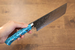 Takeshi Saji R2/SG2 Finition en diamant Nakiri  170mm Bleu turquoise  Manipuler - japanny-FR
