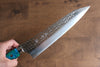 Yu Kurosaki Senko Ei R2/SG2 Martelé Gyuto  210mm Acrylique bleu vert Manipuler - japanny-FR