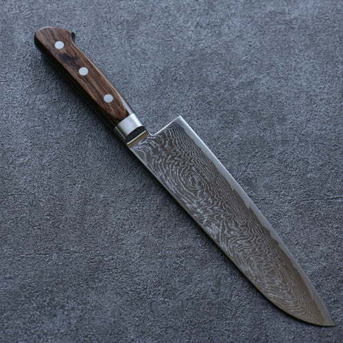 Seisuke Nami AUS10 Finition miroir Damas Santoku  180mm Bois de Pakka marron Manipuler - japanny-FR