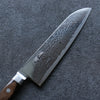 Seisuke Nami AUS10 Finition miroir Damas Santoku  180mm Bois de Pakka marron Manipuler - japanny-FR