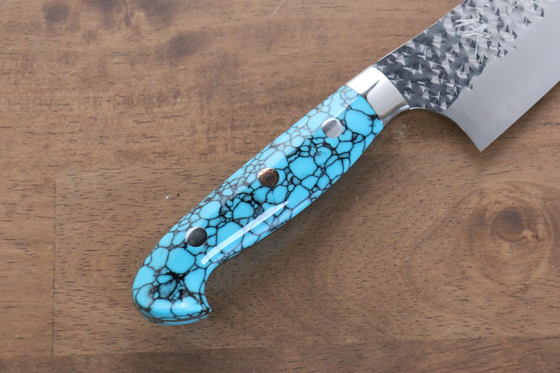 Yu Kurosaki Senko R2/SG2 Martelé Santoku  170mm Turquoise Manipuler - japanny-FR