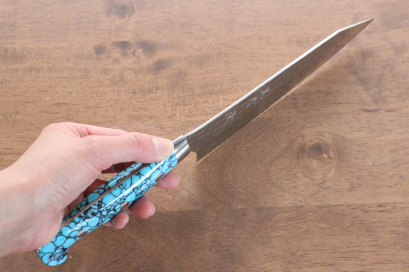 Yu Kurosaki Senko R2/SG2 Martelé Santoku  170mm Turquoise Manipuler - japanny-FR